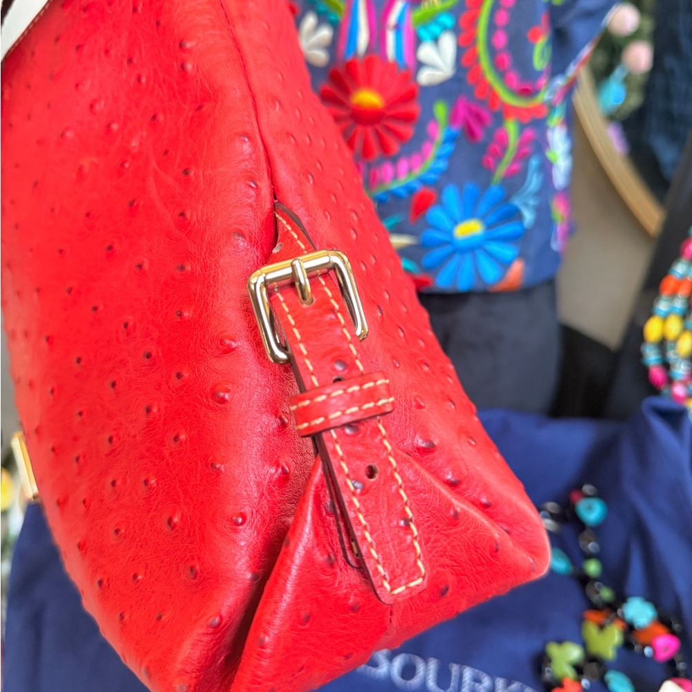 Dooney & Bourke red ostrich bag - Picture 4 of 10